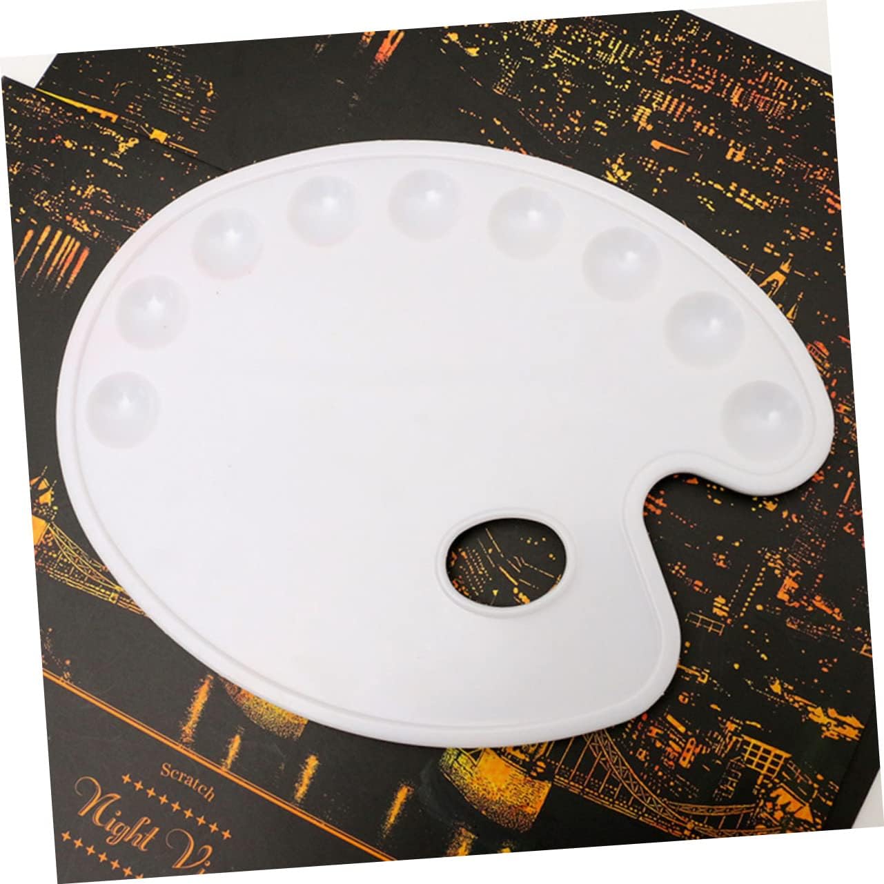 HOMSFOU 3pcs Oval Color Mixing Tray Hand Grip Paint Palette for Watercolor Oil Painting Lightweight Art Paint Board for Home School and Studio