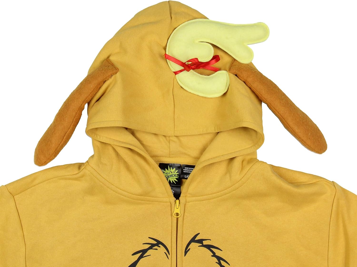 Mad Engine Dr Seuss Men's The Grinch Max The Dog Face Christmas Long Sleeve Zip-Up Hoodie Sweatshirt