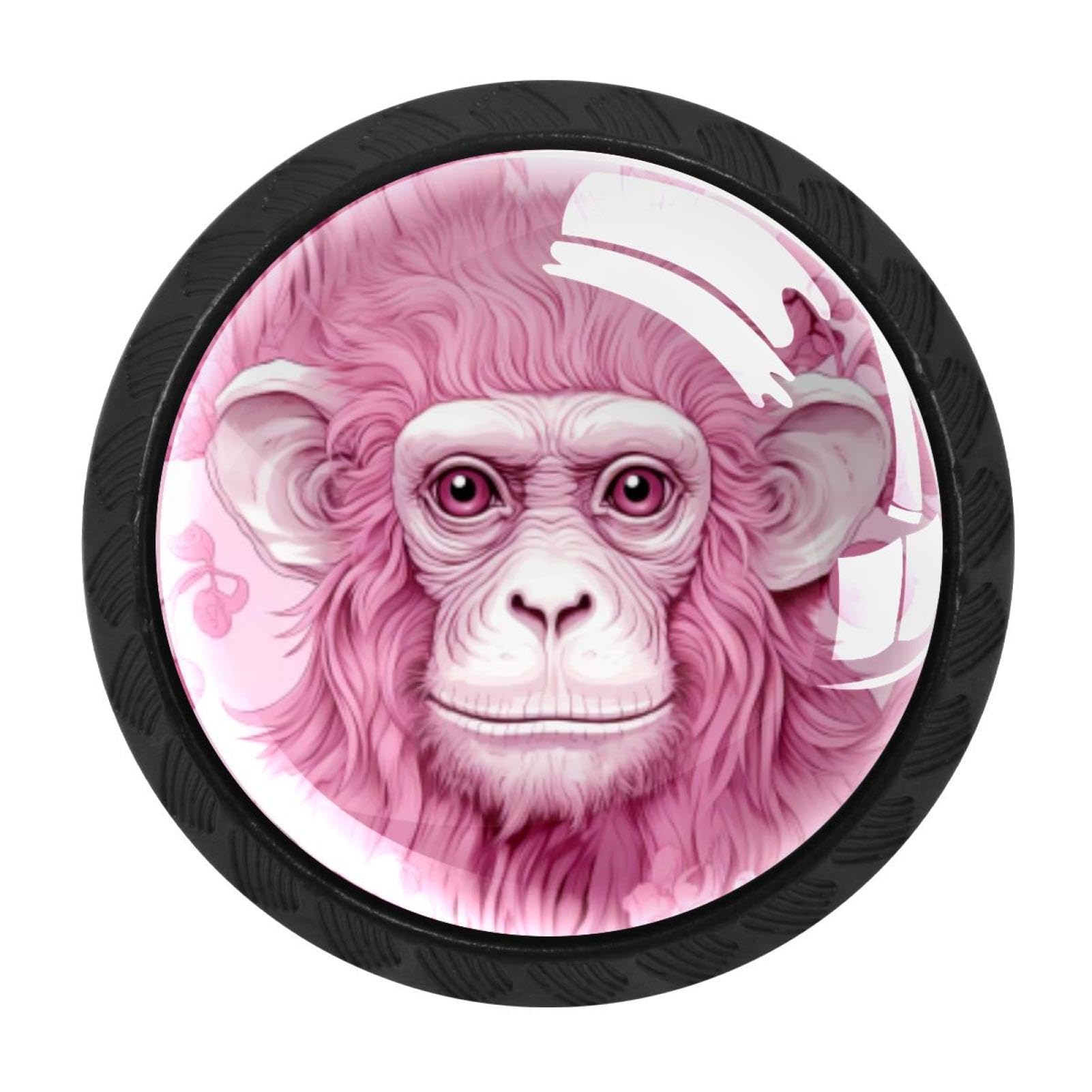 Chenzzzz Multicolored 13 4 Pieces Pink Monkey Orangutan Drawer Knobs, 35Mm Black Cabinet Knobs, Drawer Pulls And Knobs, Dresser Drawer Knobs, Cabinet Hardware Kitchen Cabinet Knobs