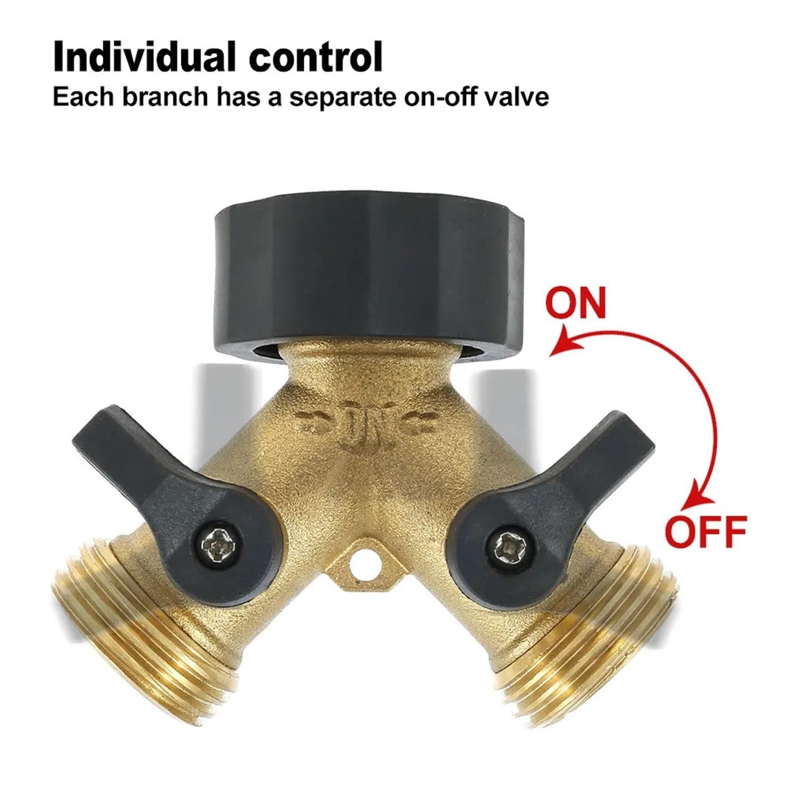 Divisor de manguera para grifo, Divisor de manguera doble latón en forma Y 2 vías, 1/2 piezas, adaptador espiga rosca 3/4 pulgadas for agua
