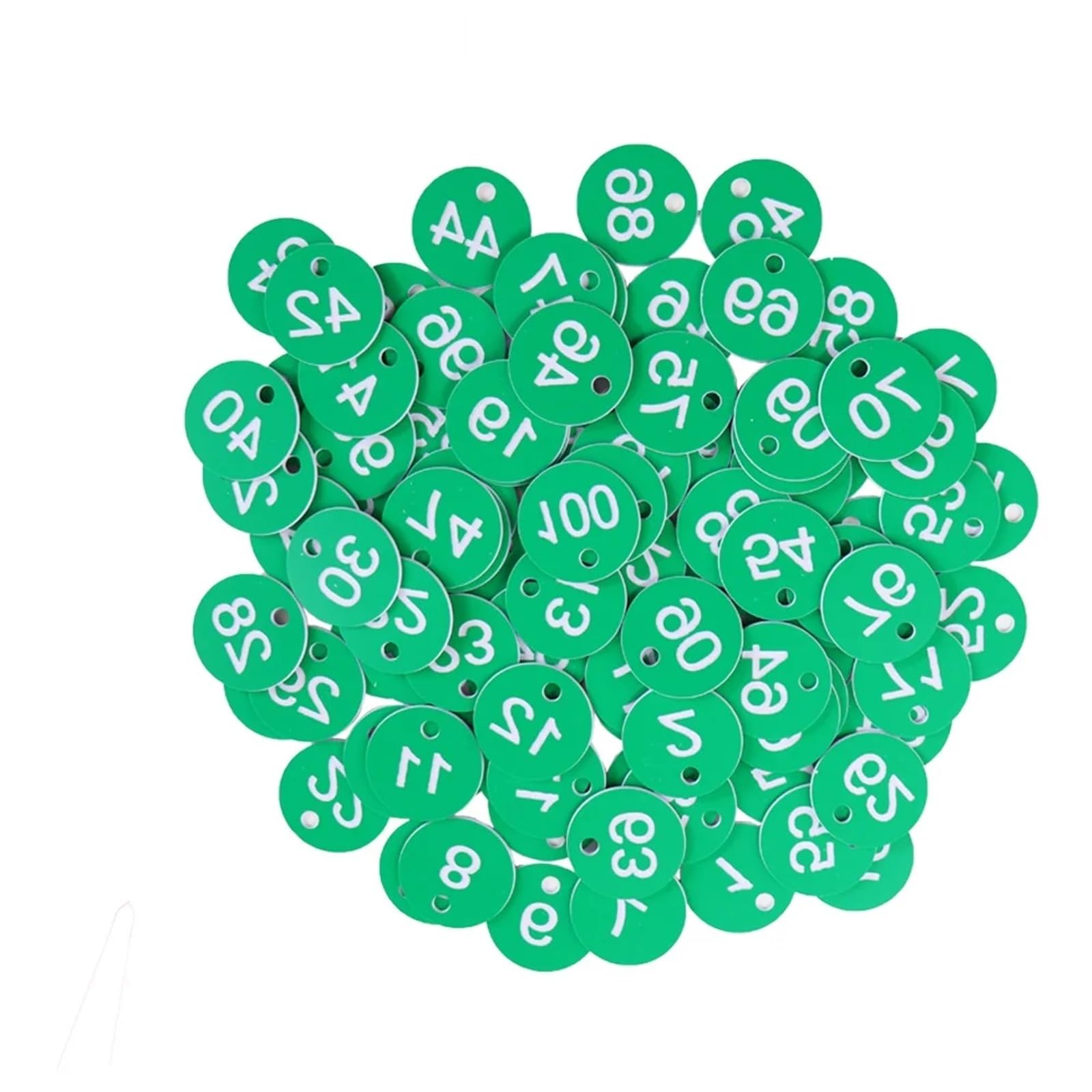 Plastic Numbered Discs, Plastic Sequential Number Tags Pack Of 100 Multicolor 3.5cm(Green)