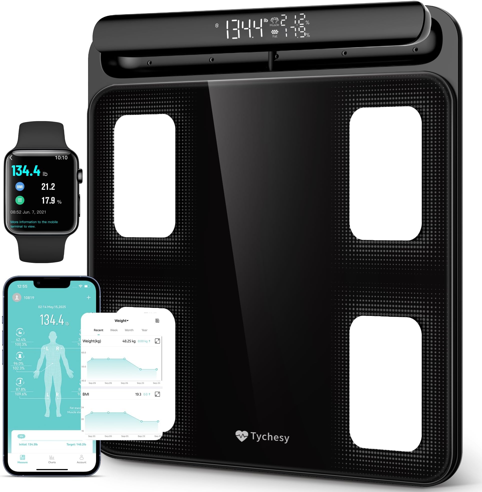 Smart Scale with BMI Body Fat Muscle Mass, 8 Sensors Body Composition Scales Most Accurate Body Pod Scale, FSA&HSA Eligible