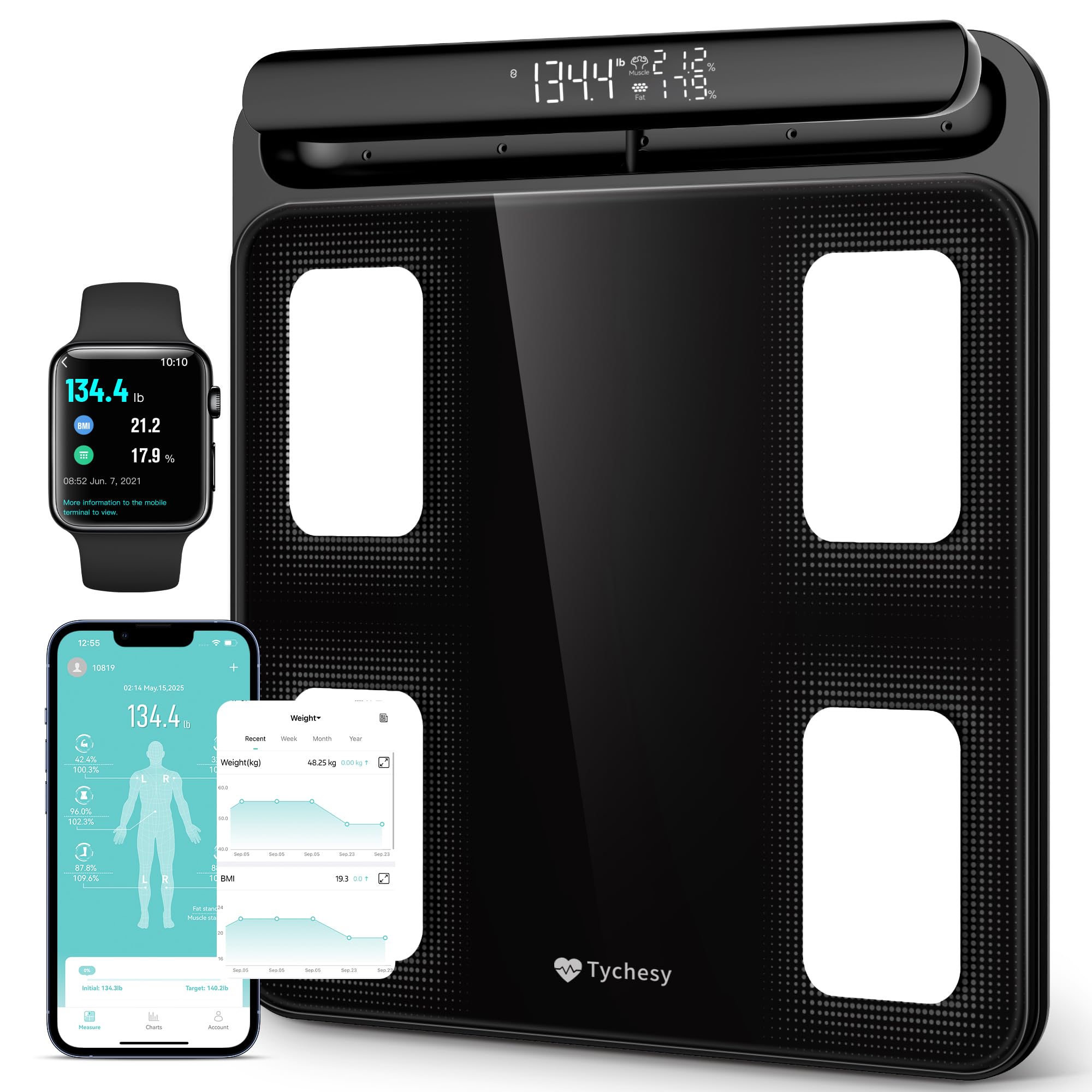 Smart Scale with BMI Body Fat Muscle Mass, 8 Sensors Body Composition Scales Most Accurate Body Pod Scale, FSA&HSA Eligible
