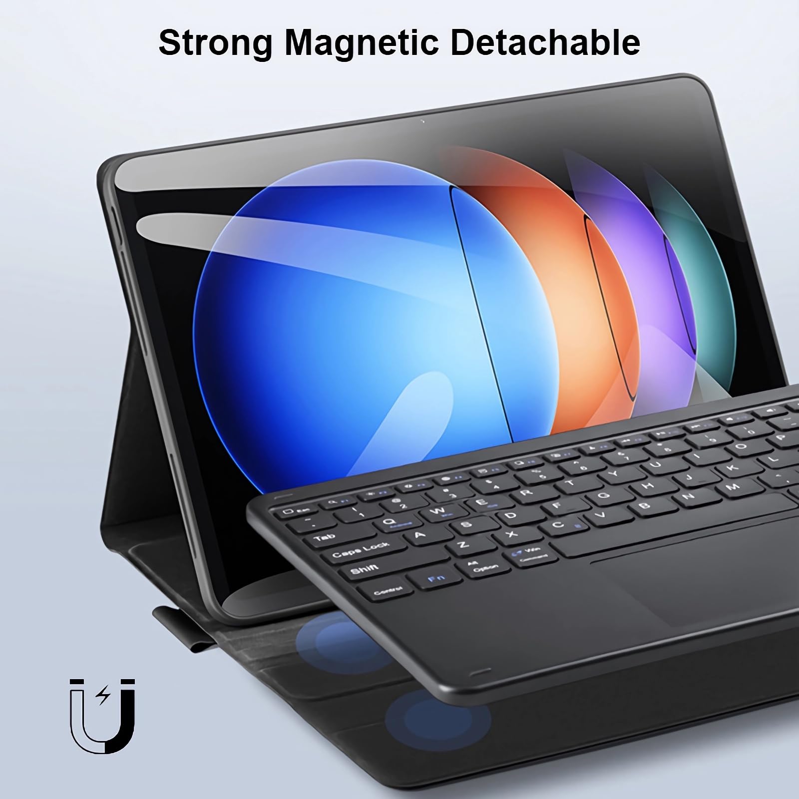 Etui z klawiaturą do Xiaomi Pad 6S Pro 12,4 cala 2024, Wbudowany Uchwyt Na Ołówek, Magnetyczna Odłączana Klawiatura Bezprzewodowa z Myszą Bluetooth