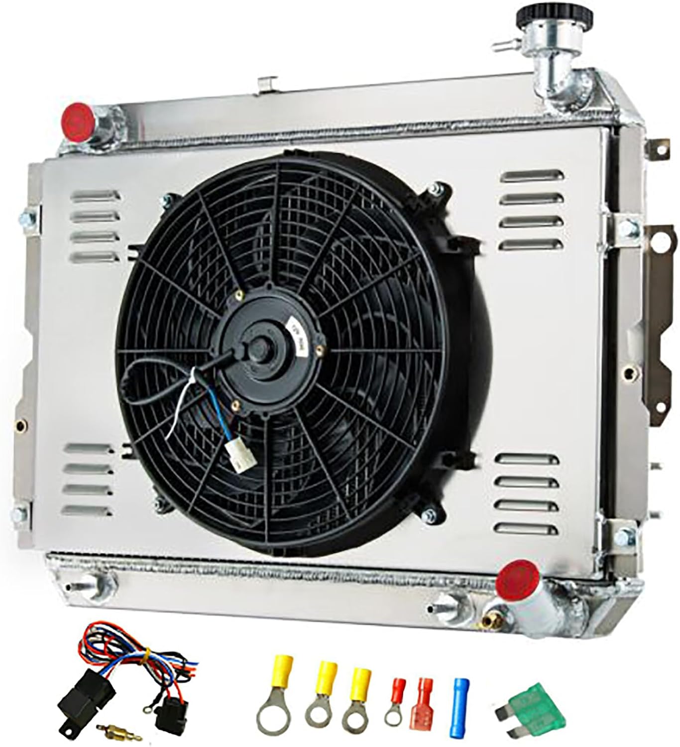 3 Row Core Radiator Shroud Fan Replacement for 1980-1990 1981 Series Toyota Landcruiser FJ60 FJ62 60 Series All Aluminum Radiators