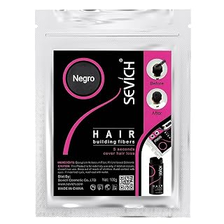 Bolsa Recarga Fibras Capilares Negro 100g - Microfibras Capilares de Algodón en Polvo 100% Natural para Disimular Calvicie y Alopecia al Instante - Fibra Capilar Hombre y Mujer