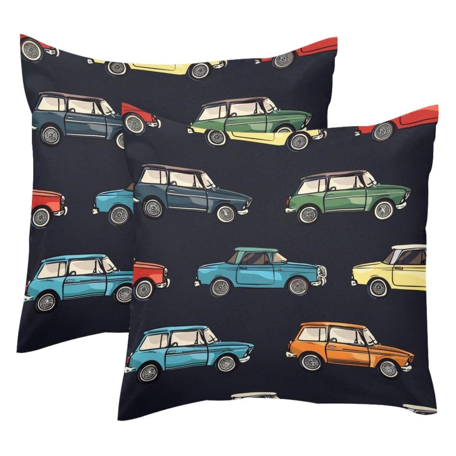 Housse de coussin vintage en velours haut de gamme motif voiture rare