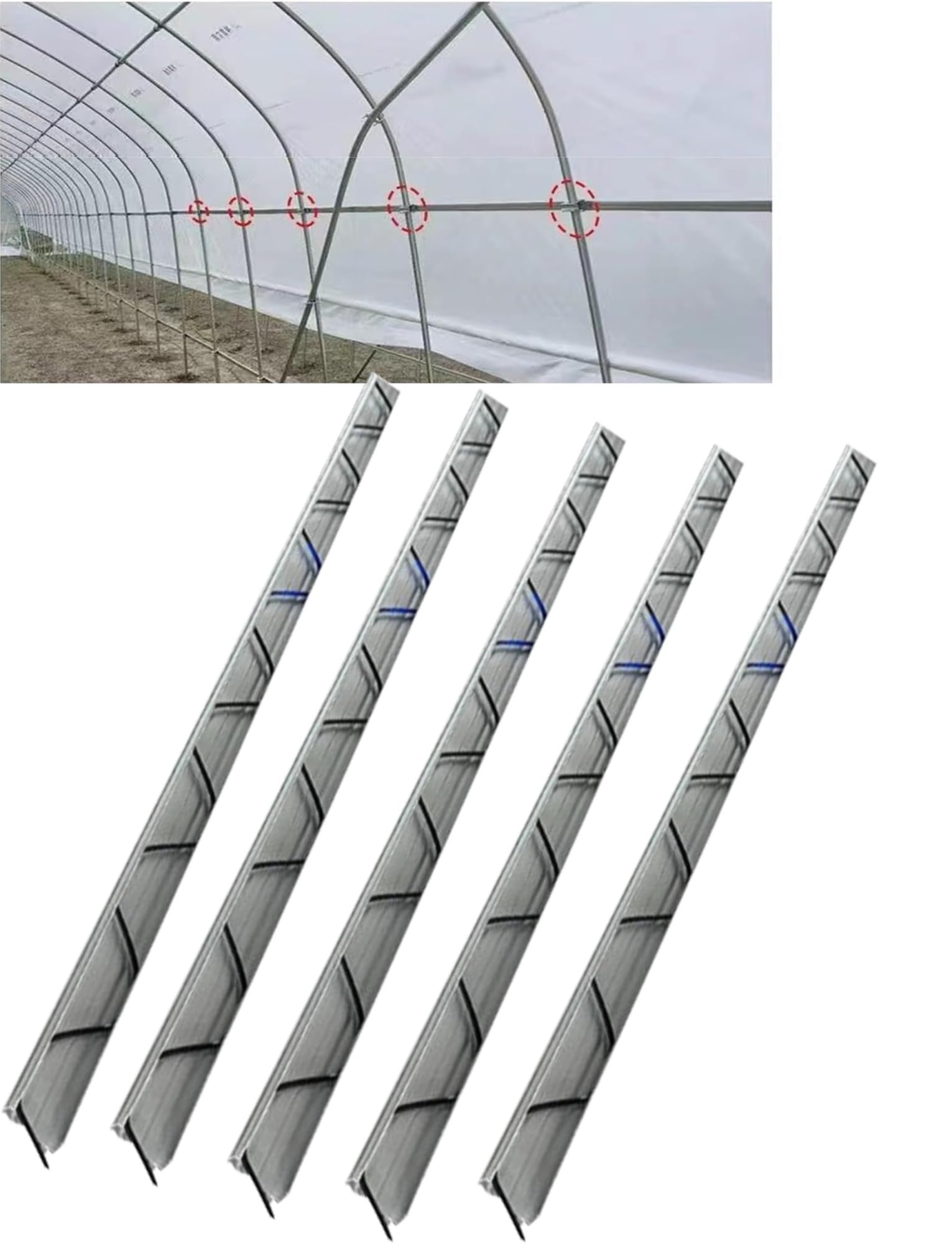 Ensemble de Pinces et d'accessoires à Ressort pour Films de Serre, quincaillerie de Serrage en Alliage d'aluminium pour la Fixation de Films de paillis Plastiques pour Tunnels de Culture (91