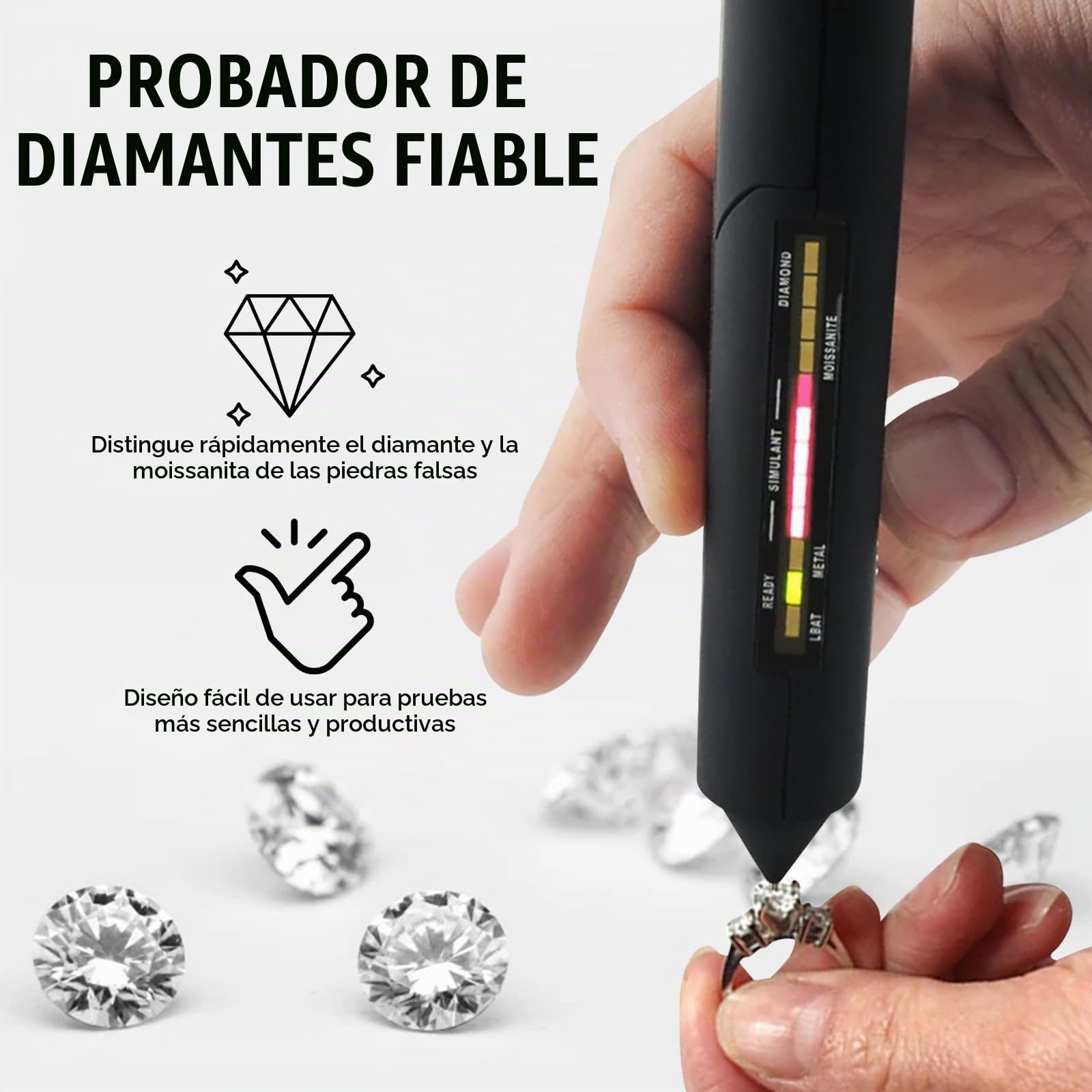 Kit de Herramientas de Selección de Probador de Joyas de Gemas Combinadas de 2 Puntos Para Profesionales, Selector de Joyas, Diamantes, Moissanita, Metal, Piedras Preciosas, Selector Novato