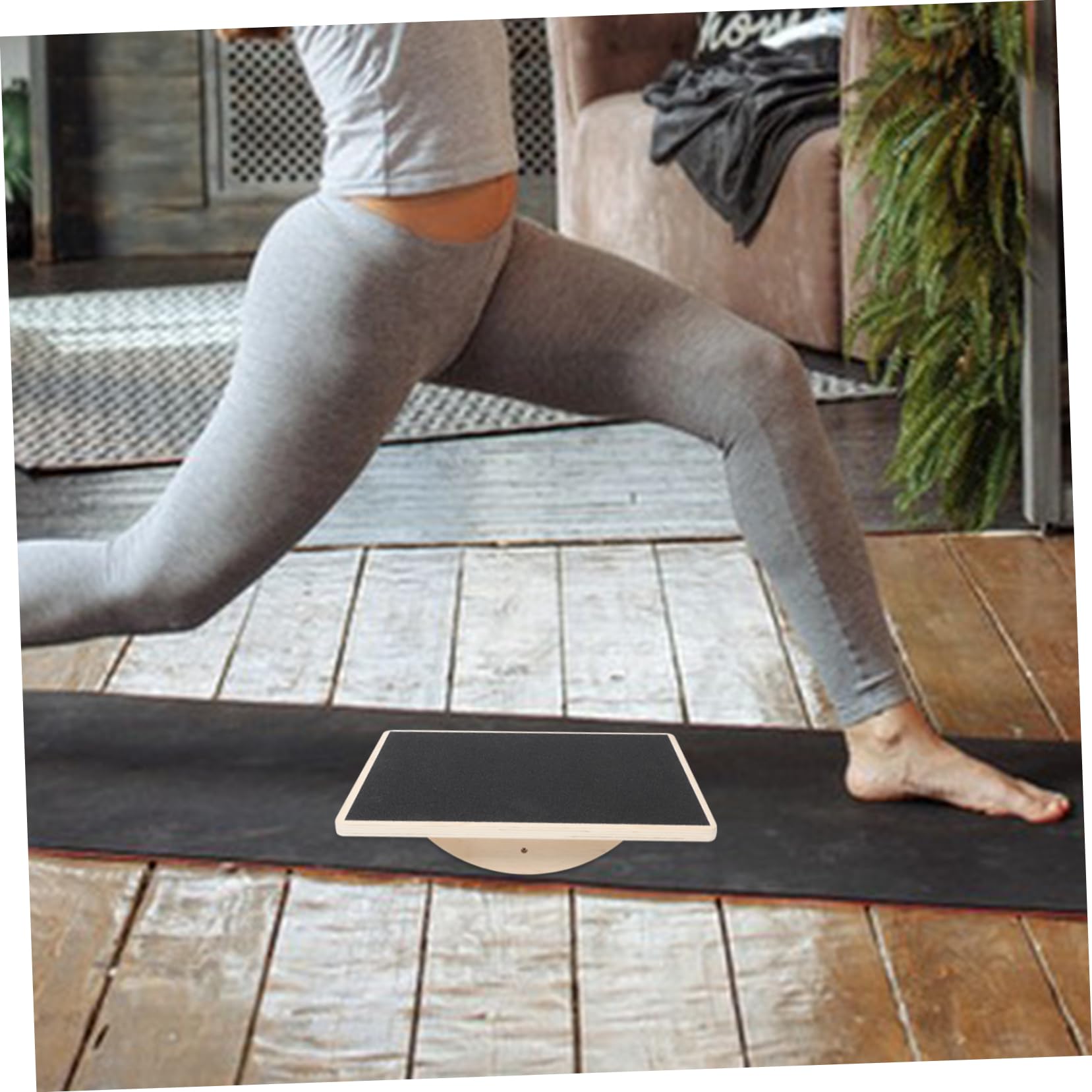 Pedana Equilibrio Yoga in Legno Rettangolare Antiscivolo | Allenamento Coordinazione, Uso Home Gym per Adulti, Attrezzatura Fitness per Esercizi e Training