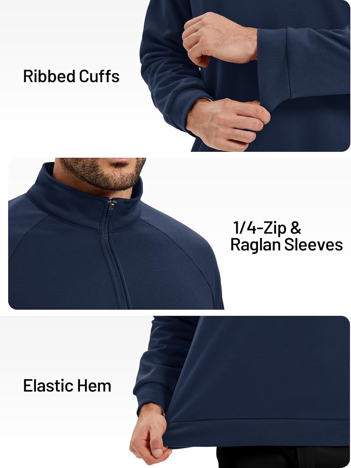 TACVASEN Men's 1/4 Zip Pullover Sherpa Fleece Lined Sweatshirts Midweight Winter Warm Thick Stand Collar Sweatshirt
