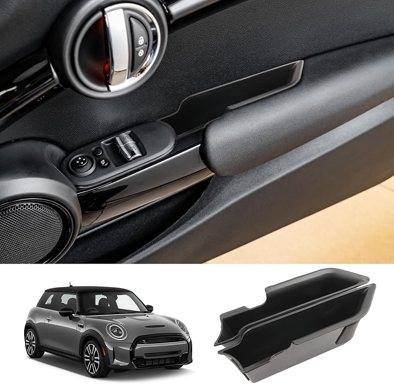 Bandeja organizadora para porta dianteira Mini Cooper F56 em ABS, 2 compartimentos, 2 peças