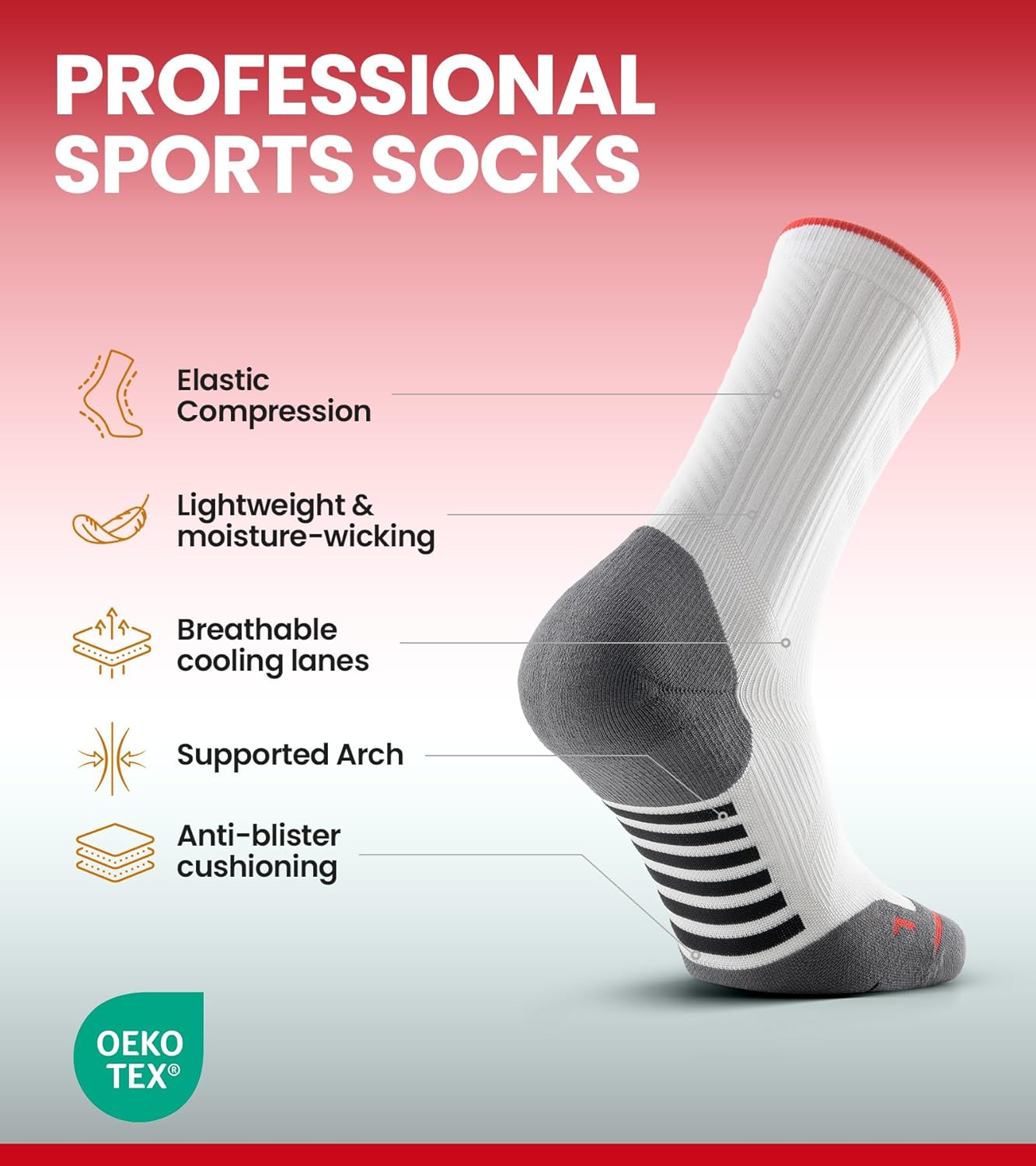 RUIXUE COOLMAX Performance Running Socks Men Women, Cushioned Crew Athletic Socks for Men Moisture Wicking 3 Pack - Image 2