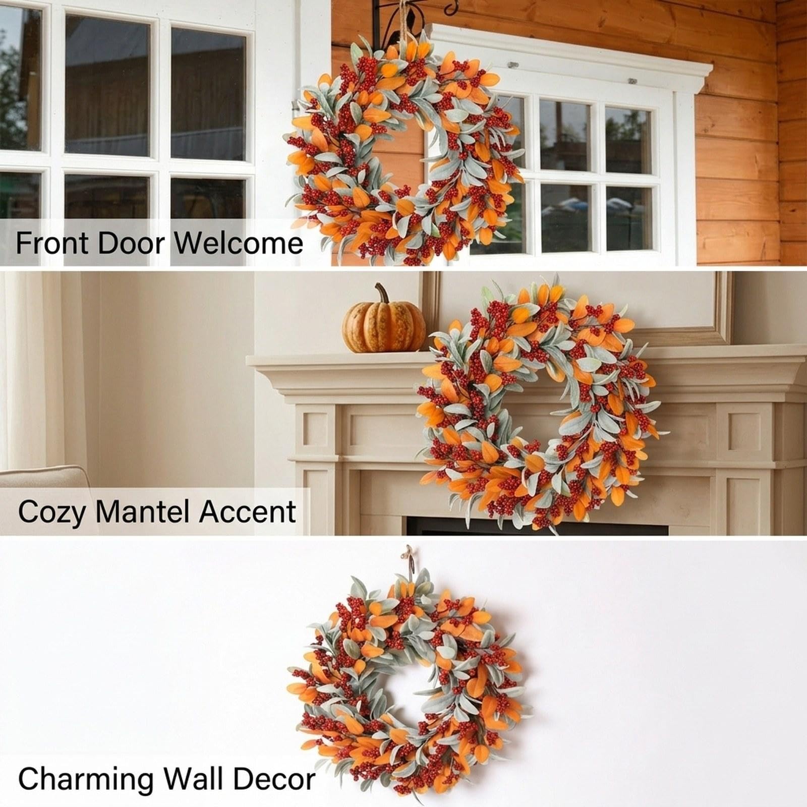 Colcolo Ghirlanda Autunnale Artificiale, Ghirlanda Natalizia Fai Da Te, Decorazione Versatile con E Foglie, Ghirlanda Autunnale per La Porta D