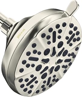 High Pressure Shower Head - Diiwet Rain Shower Head with 5 High Flow Spray Settings -5 Inch Blushed Nickel Bathroom Shower Head with Adjustable Brass Ball Joint for Luxury Full Soak Shower Experience