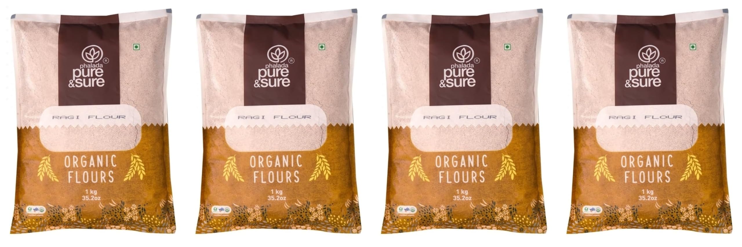 Phalada Pure & Sure Organic Ragi Flour 1Kg (Pack of 4) | 100% Natural Nachni Atta | Pure Finger Millet Flour | Chakki Ground & Gluten Free Mandua ka Atta | Rich in Protein, Iron & Other Nutrients (B0CLS8BHZL) Amazon Price History, Amazon Price Tracker