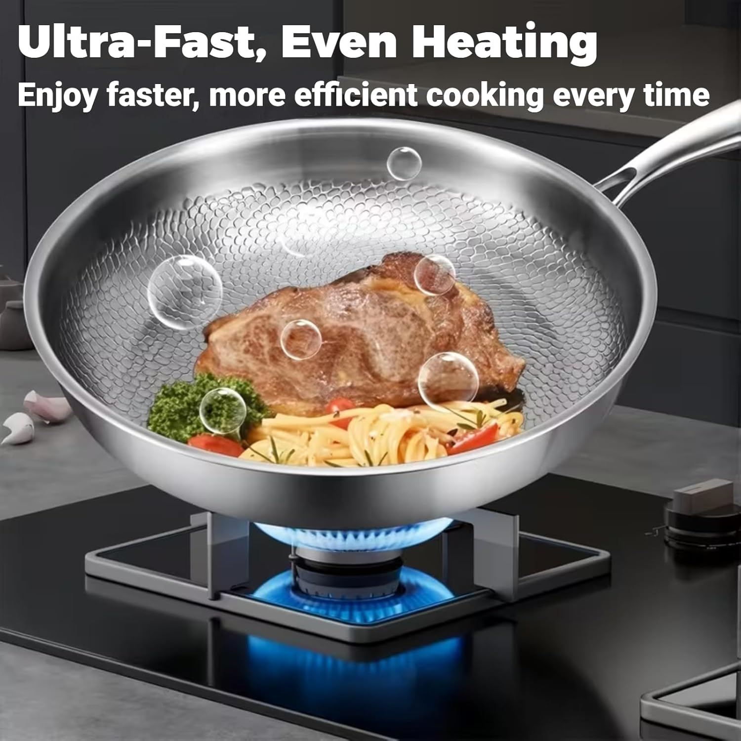 2026 New Titanium Pro Pan, Durable Titanium Construction, Non-Stick Hammered Surface, Even Heating & Energy Efficiency, Versatile for All Cooking Methods (Without Lid, 8in)