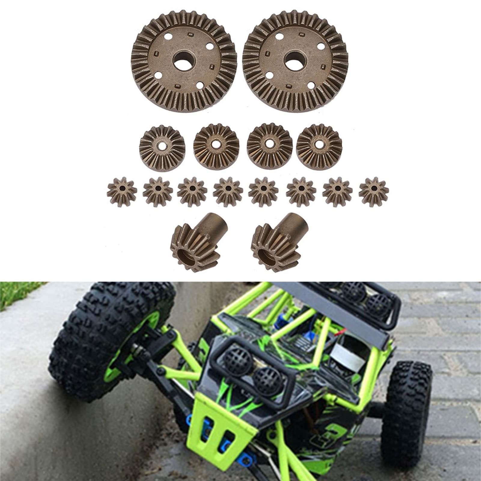 Lot de 16 engrenages de transmission en acier - Pièces de mise à niveau pour Wltoys 12428 12423 RC Accessoire RC Crawler Car