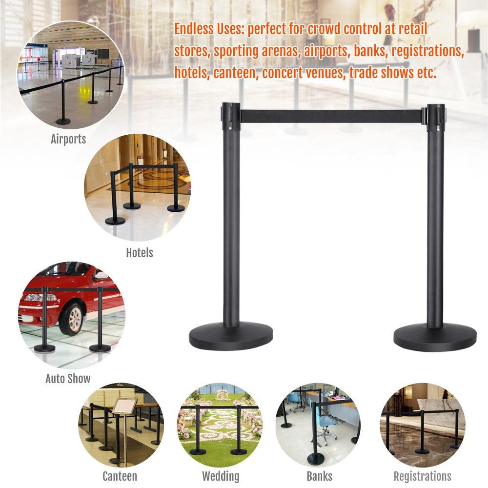 Yaheetech Barrière de Guidage Rétractable 8 Poteaux avec Corde 2M Système de Balisage