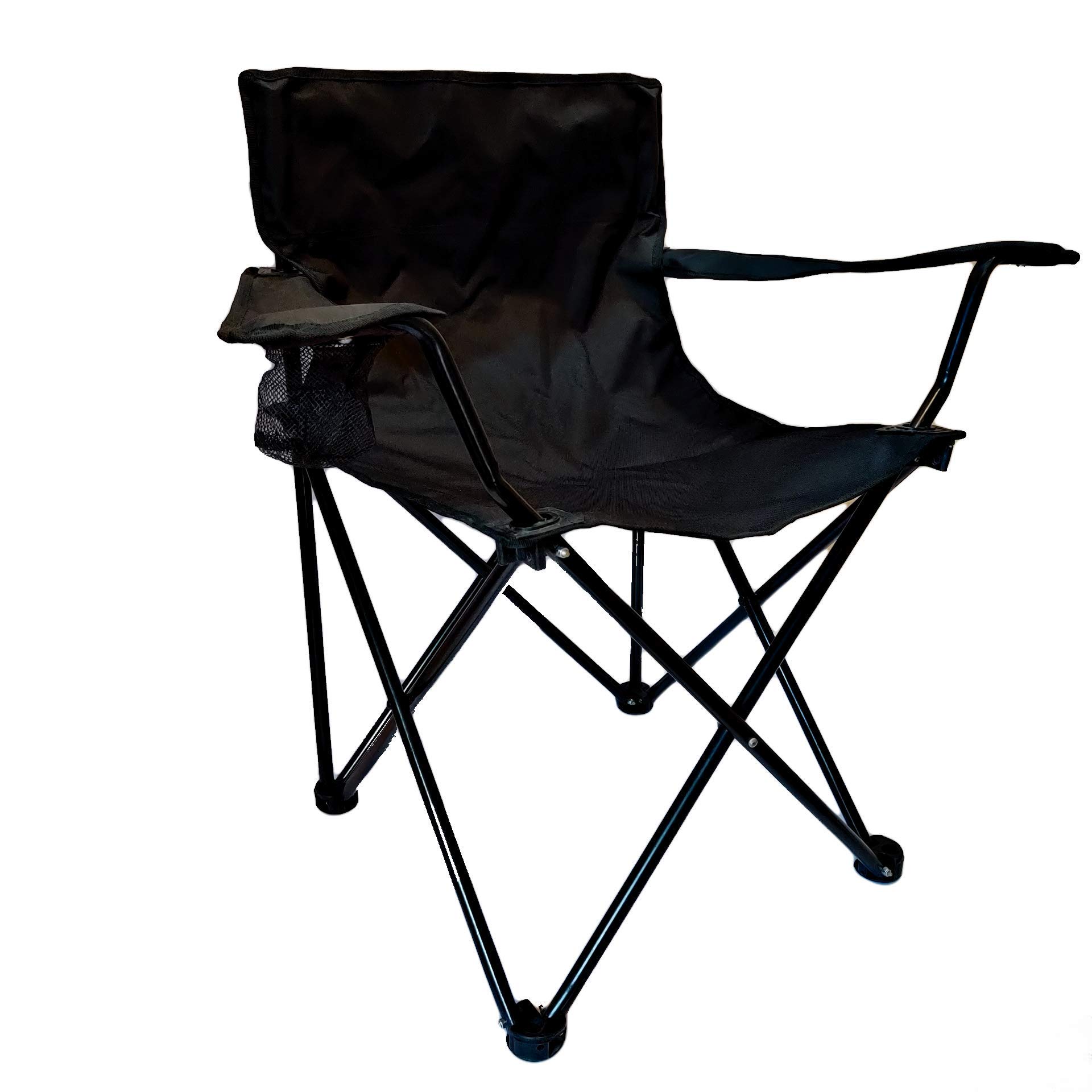 Geotrex Carbon Steel Portable Foldable Chair with Arm Rest and Bottle/Cup Holder for Camping, Beach, Picnic, Travelling, Fishing, Outdoors ( Carbon Black )