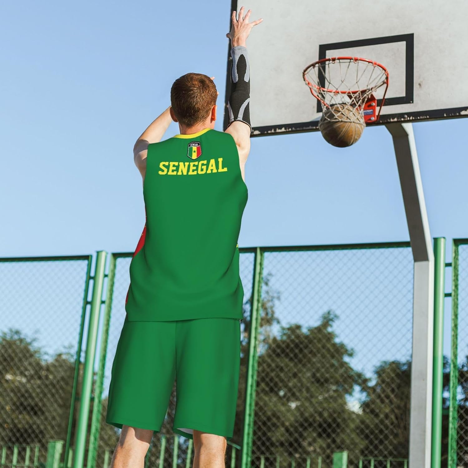 Senegal Flag Grain (2) Basketball Jersey Uniform Suit for Men Women Adults Training Athletic Set