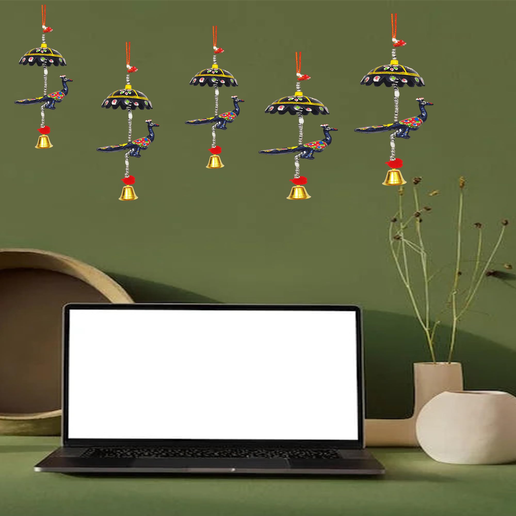 Handicraft Junction Set of 10 pc Jhoomer Multicolor Dream Catcher- for Positive Thinking & Positive Dreams for Home/Office (Blue)