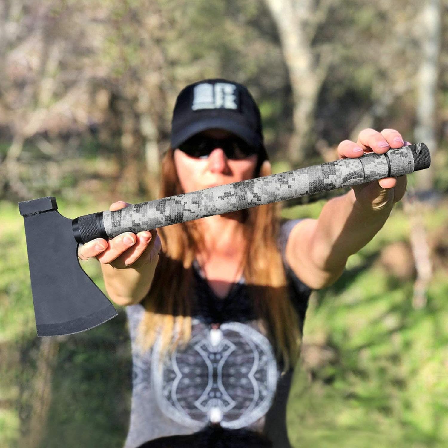 iunio Camping Shovel with Survival Axe, Portable Folding Multitool for Outdoor, Hiking, Hunting : Sports & Outdoors