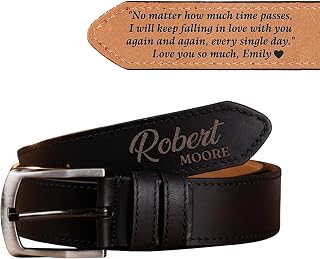 Custom Top Grain Leather Belt Men, Fathers Day Gift for Grandpa, Dads, Papa, Boyfriend, Personalized Engraved Belt for Men, Husband, Unique Gifts for Anniversary, Birthday, Casual Leather Mens Belt