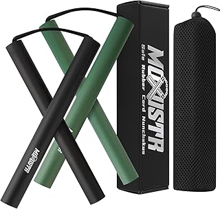 Safe Foam Rubber Cord Nunchakus Karate Upgraded for Beginners Practice and Training 2 Pack