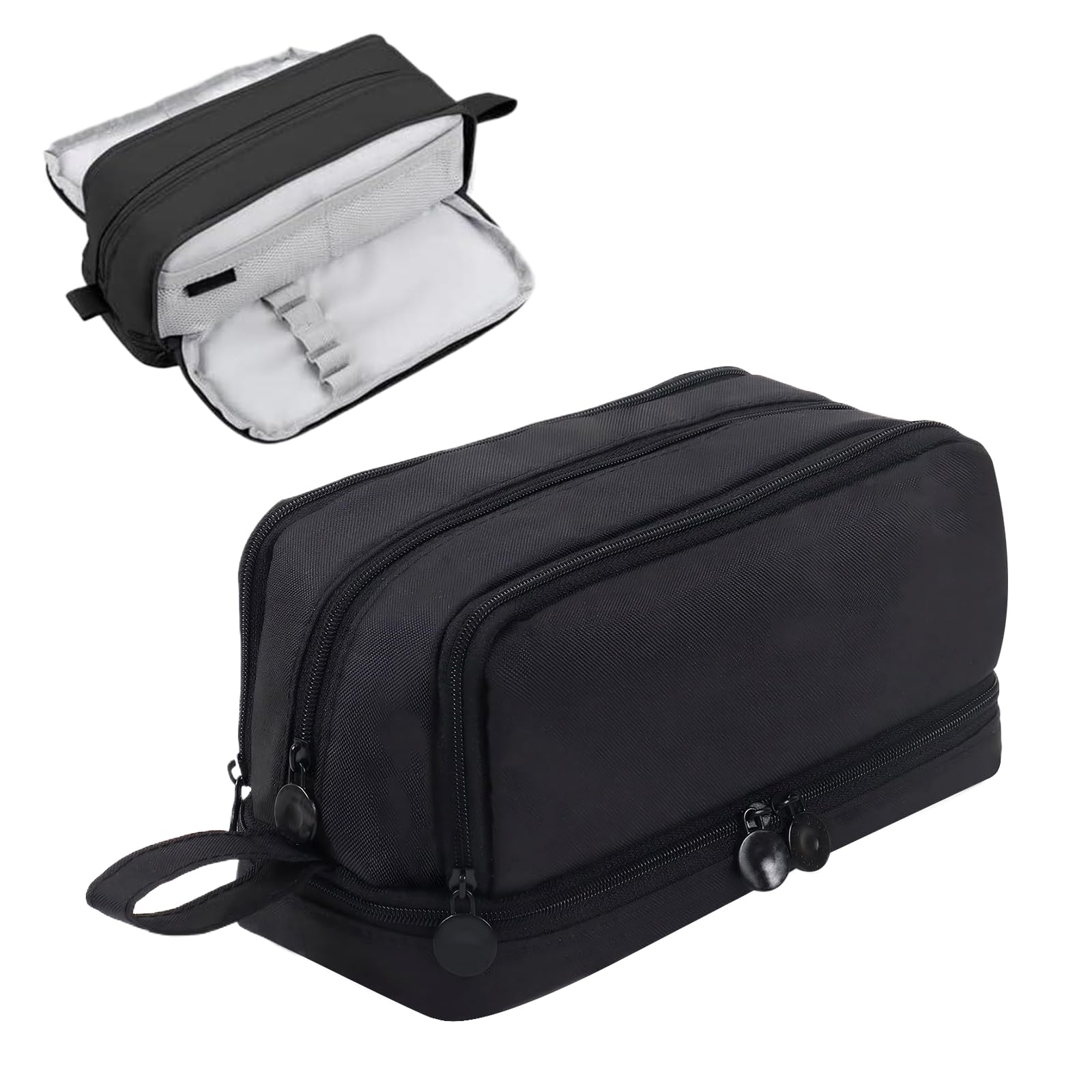Apradas Pencil Case Large Pencil Case with Compartments Stationery Organize Pencil Pouch with Handle Big Capacity for Kids Teenage Adults (Black)