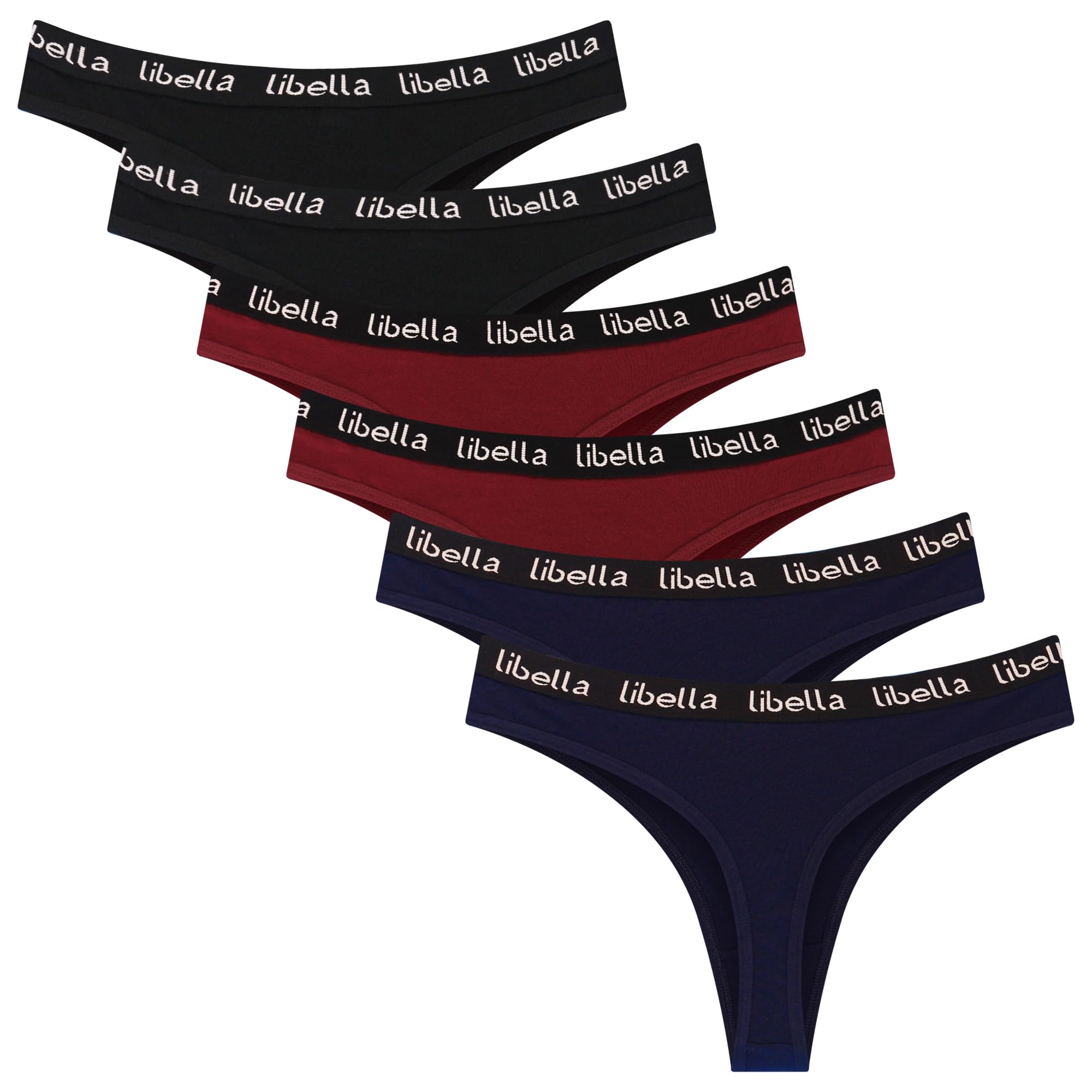 Libella 3207 Women's Thong G-Strings Lingerie Cotton with Low Waistband Pack of 6