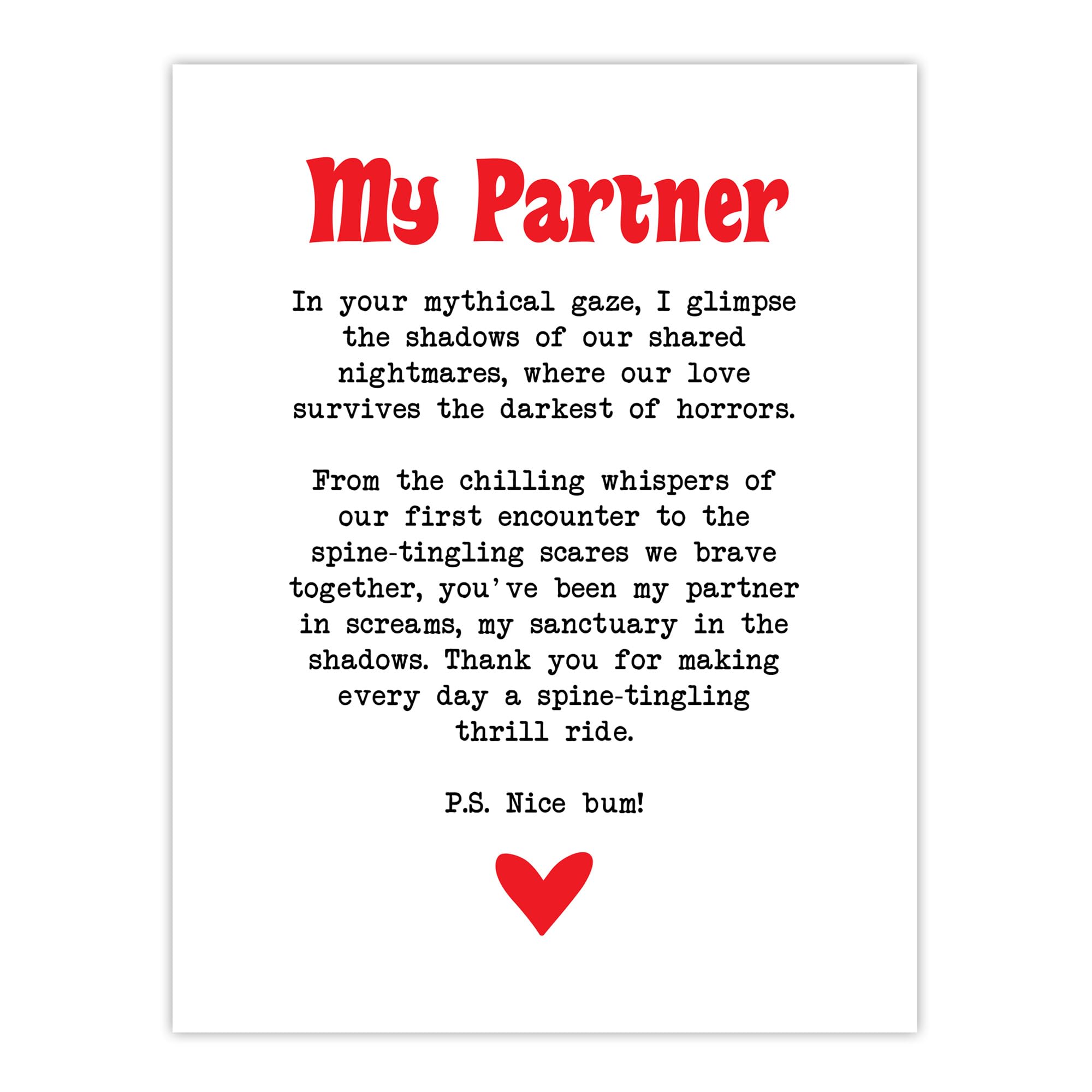 Artery8 Love Poem Horror Fan Romantic Poetry Wall Art Print - White - W24 inch x H32 inch