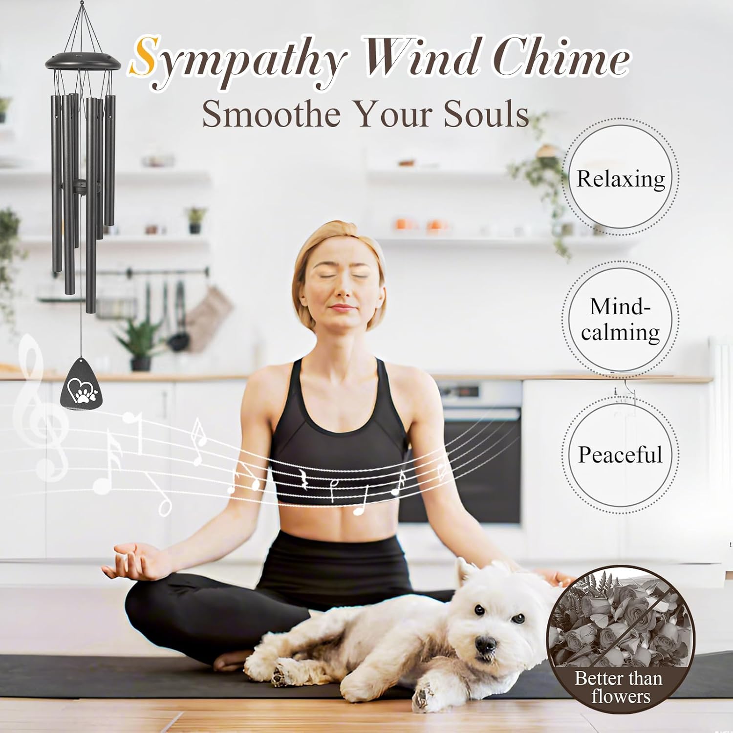 Dog Memorial Gifts for Loss of Dogs,25" Sympathy Wind Chimes Loss of Pet Sympathy Gift in Memory of Dogs Remembrance/Bereavement Gifts,Memorial Wind Chime of Dog Passing Away Gift for Outside,Black - Image 4