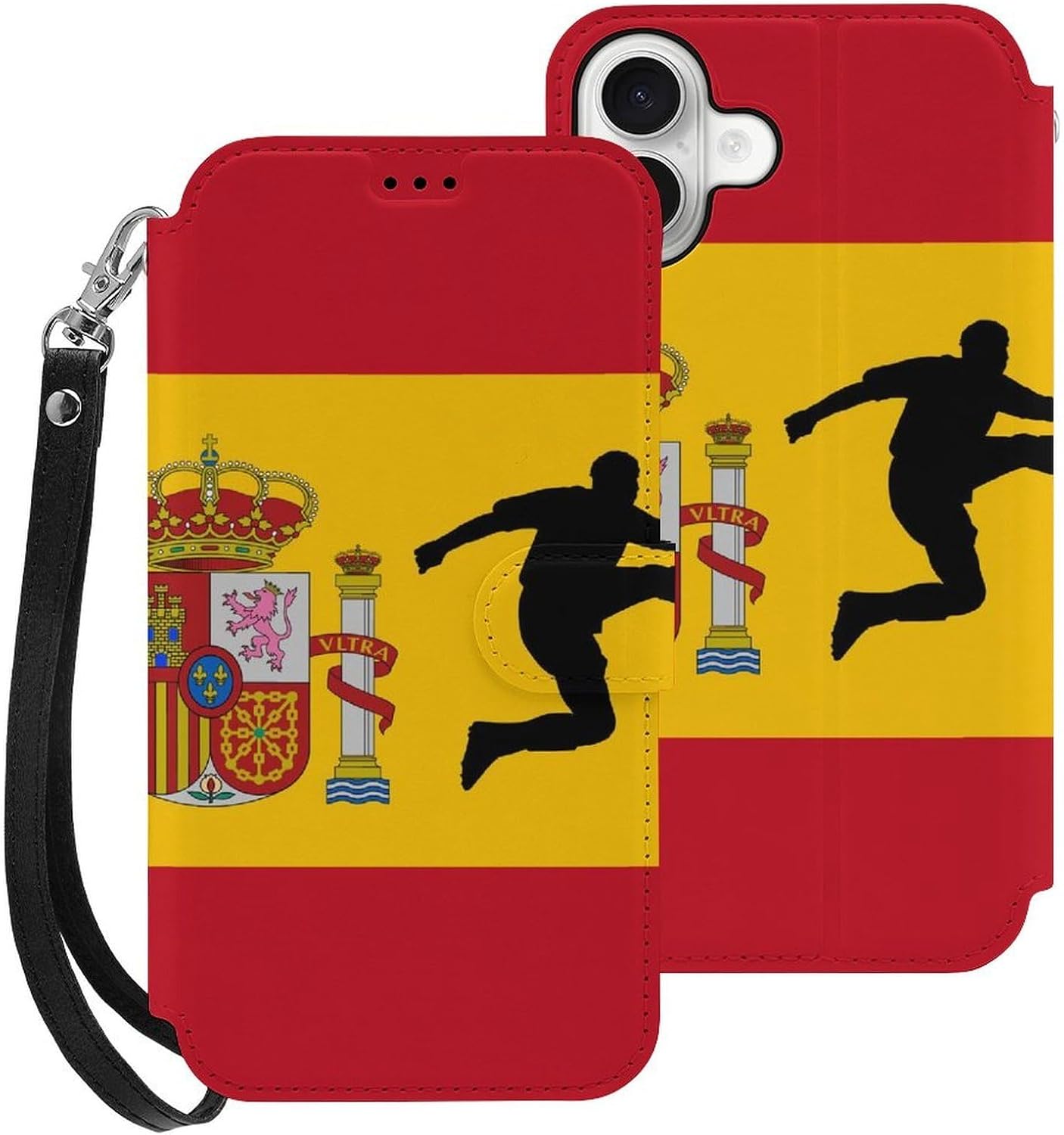 Spain Spanish Flag Soccer Shooting Wallet Phone Case with Removable Wristlet