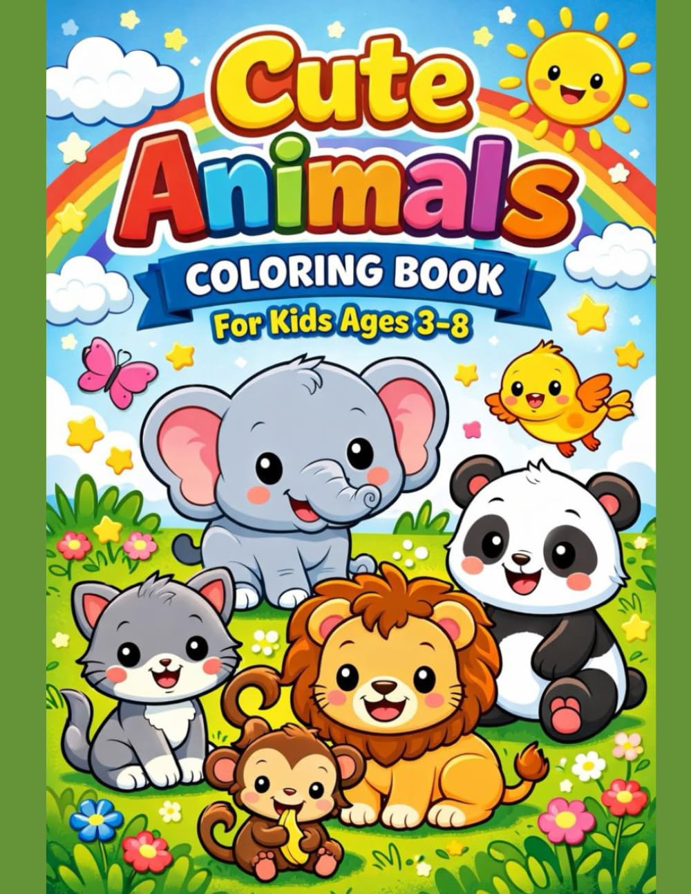 Cute Animals coloring book: Cute baby animals for Kids Ages 3–8