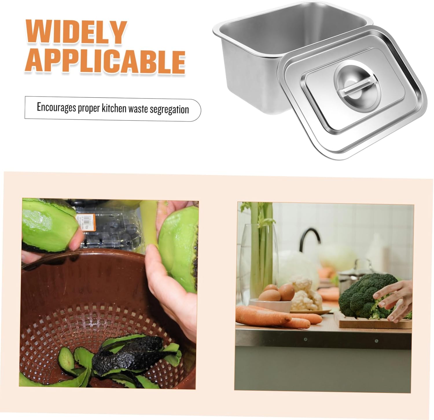 Stainless Steel Compost Bin with Lid for Kitchen Countertop - Food Waste Storage for Sustainable to Clean Indoor Compost Bucket