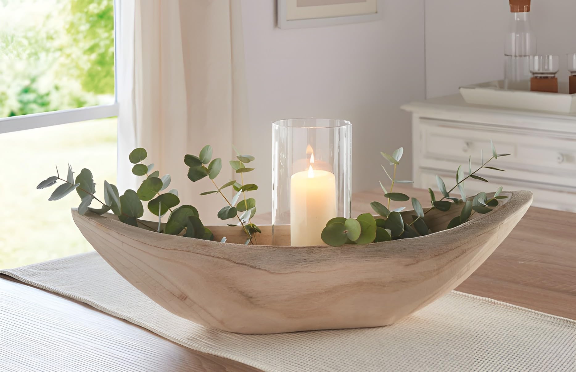 Bol ovale et profond en bois massif 60 cm coupe à fruits