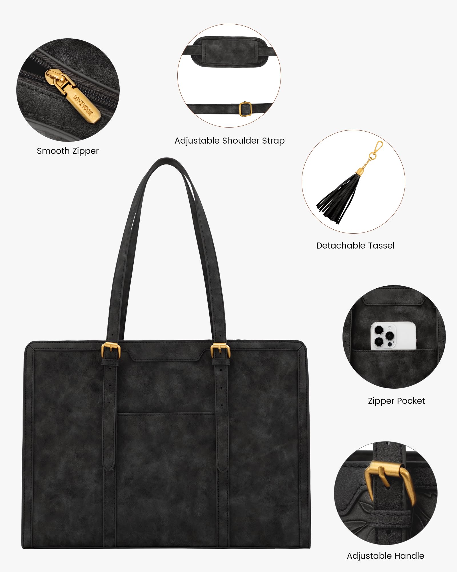 LOVEVOOK Borsa Donna Elegante Tote Bag da Lavoro Università