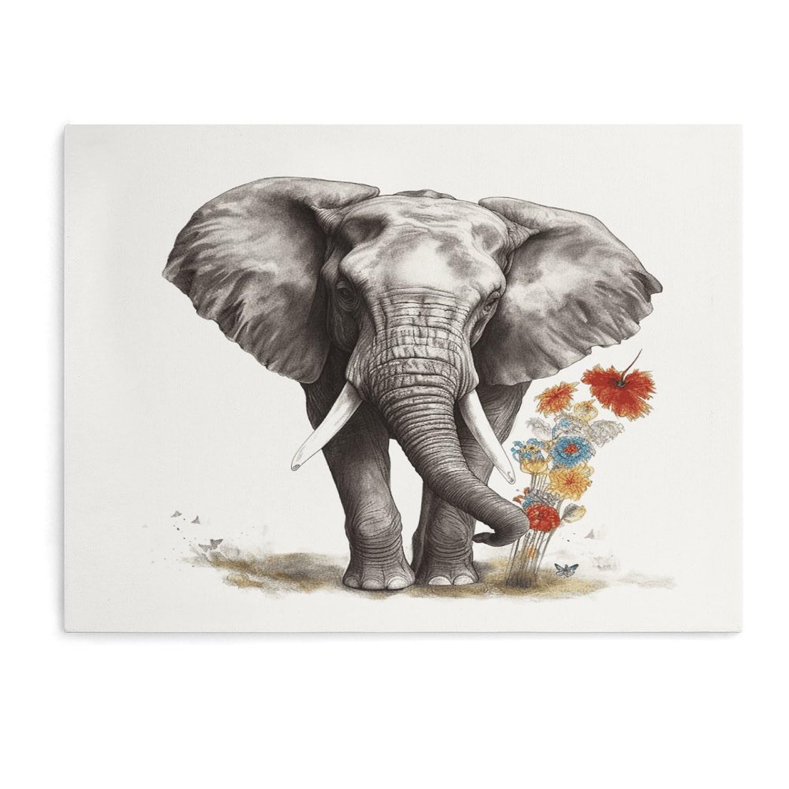 Fodpand Unframe-Style Elephant5 Bathroom Wall Art Canvas Prints, Artwork For Walls For Living Room Hallway Stair Office Wall Decor, Pictures Home Decor 15.7X11.8 Inch