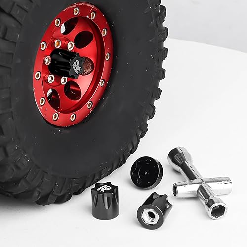 Miniatura 5 de Hobbypark Adaptador de tapa central de llanta de automóvil RC de aluminio para 110 RC Crawler Traxxas TRX4 Axial SCX10 90046 D90 Redcat Gen7 (negro)