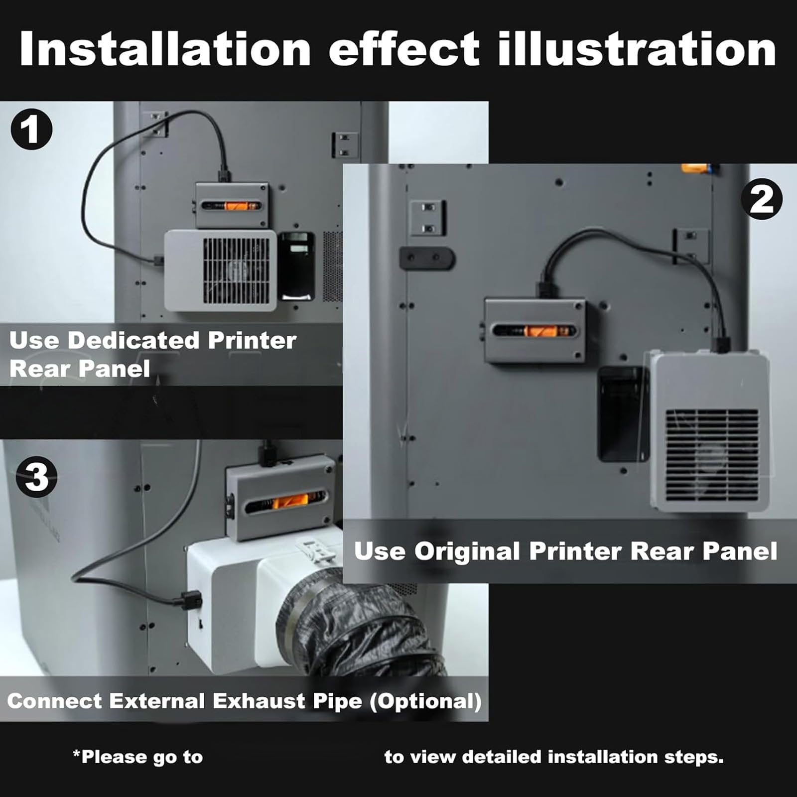 Ventilador de escape para impresoras 3D P2S, placa trasera dedicada | Eliminación de humos y purificación automática, y purificación de aire posterior al procesamiento