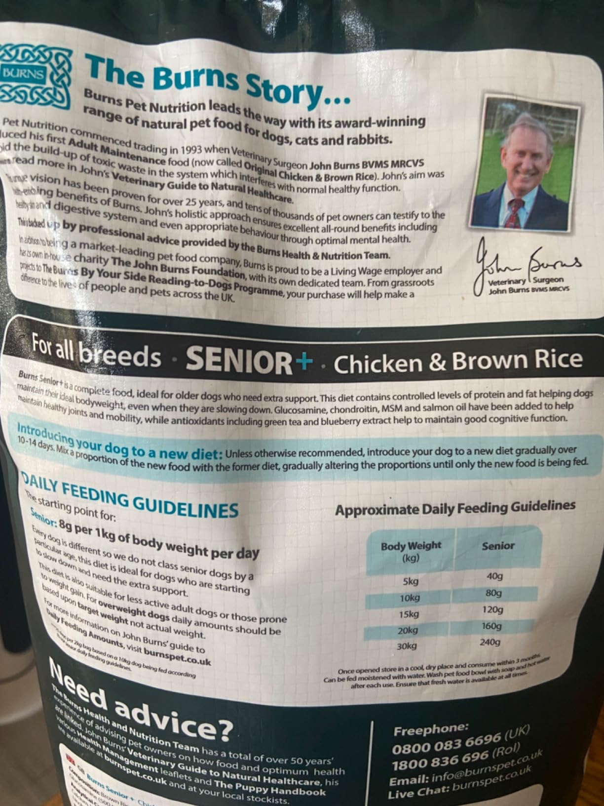 Burns Natural Nutrition Senior + Complete Dry Dog Food For Toy & Small