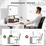 BONTEC Riser de support de moniteur en bois, 2-Tier Plateau de bureau avec organisateur de rangement, support d'ordinateur ergonomique avec gestion de câble, porte-cellulaire, noyer, 16.5 1 cm