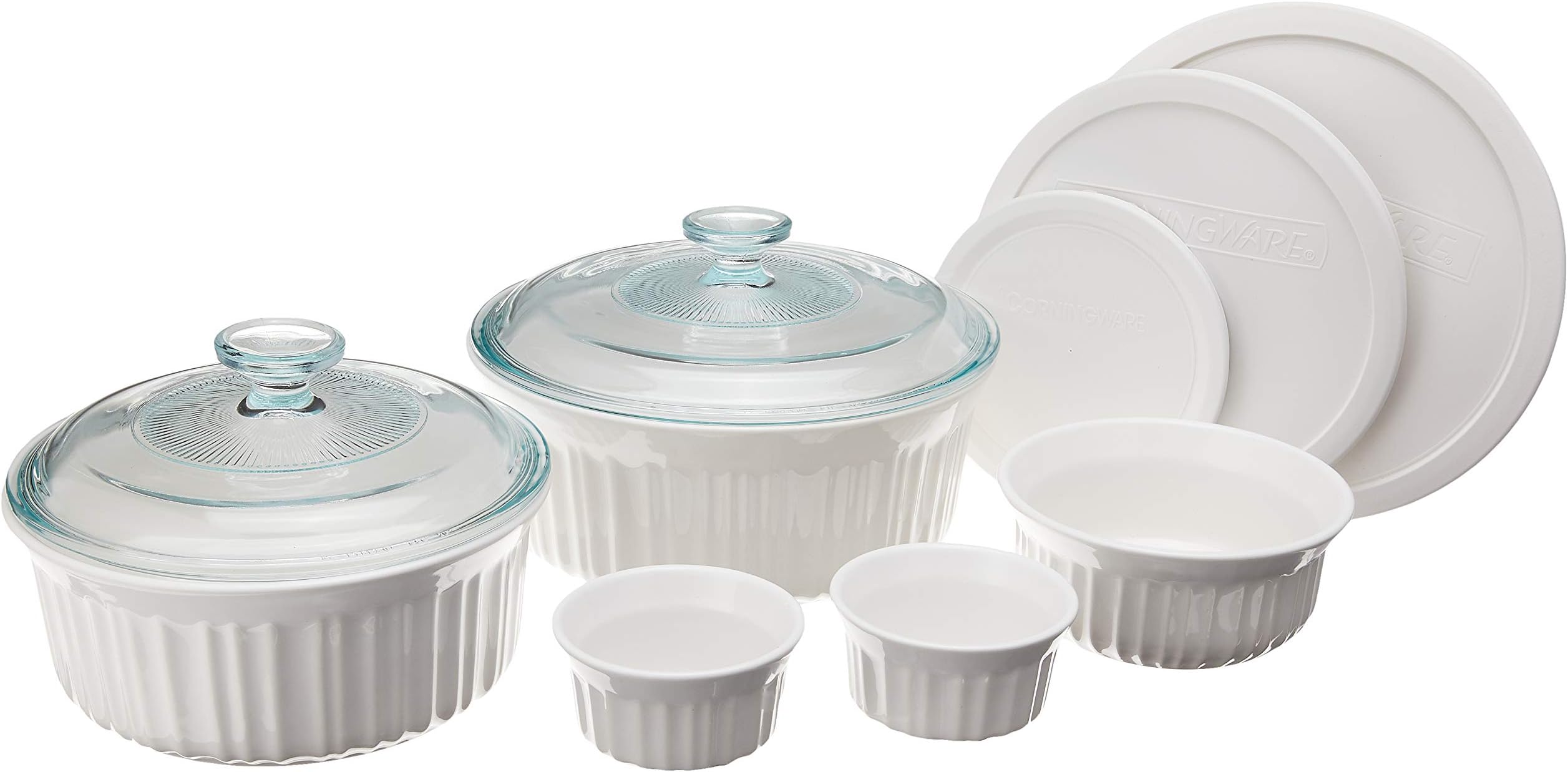 French White 10-Pc Ceramic Bakeware Set with Lids Chip and Crack Resistant Stoneware Baking Dish, Microwave, Dishwasher, Oven, Freezer and Fridge Safe