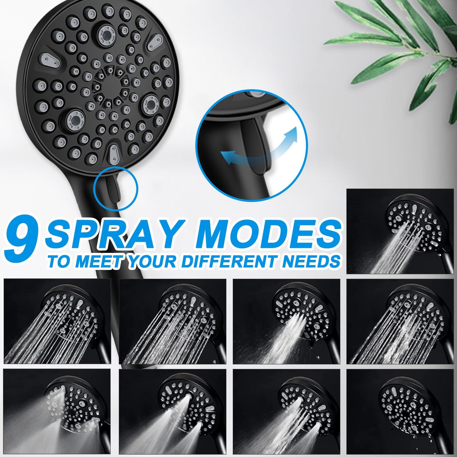 10 Settings Hand Shower & 6'' Chrome Shower Combo