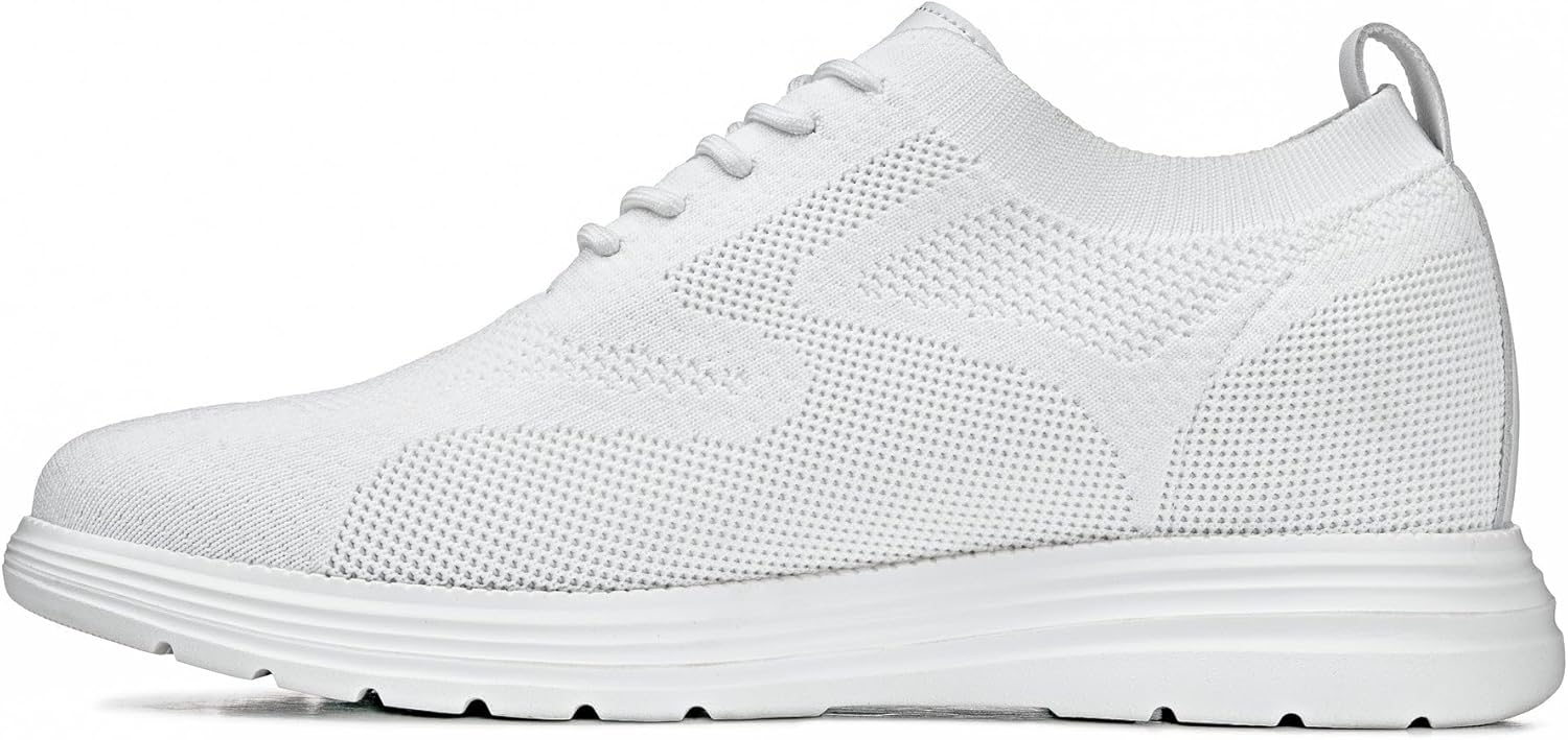 CALTO Men's Invisible Height Increasing Elevator Shoes - White Ultra Light-Weight Lace-up Knitted Sporty Walker - 2.8 Inches Taller - X2633 - Size 9 D(M) US - Image 5