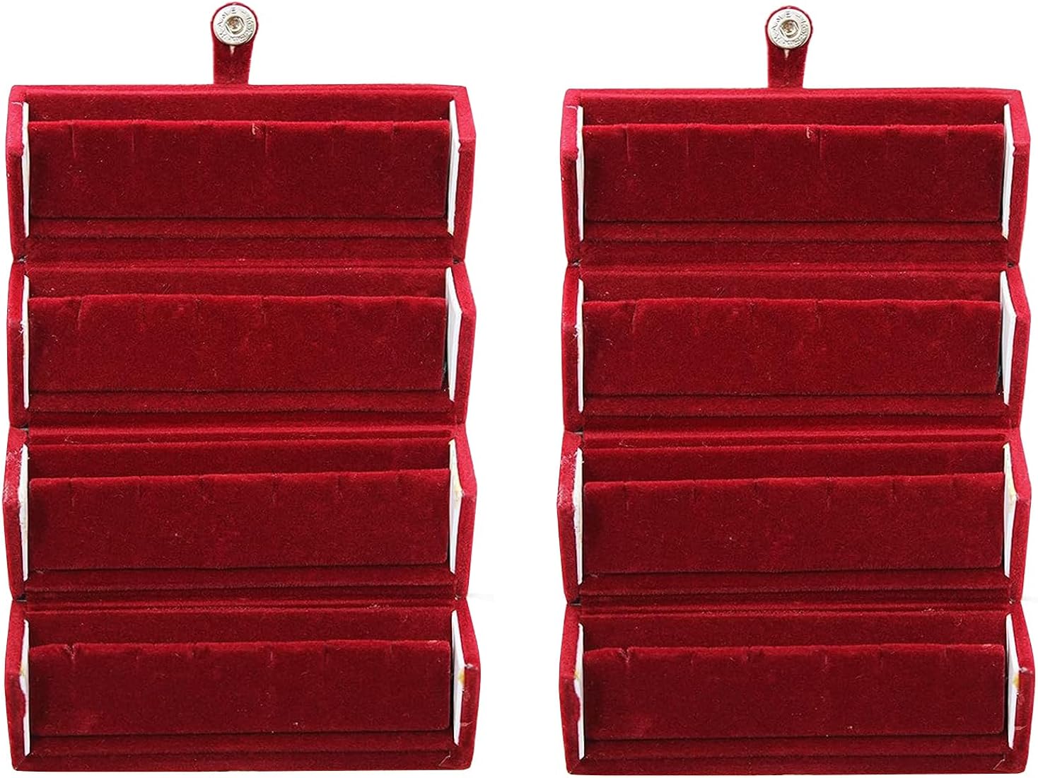atorakushon Velvet Earrings Organizer, Jewellery Storage Box, Ring Travel Vanity Box For Women Pack of 2 (Maroon)