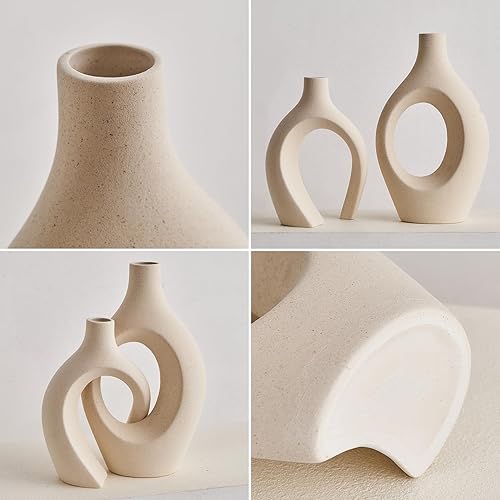 Miniatura 8 de Jarrones altos de cerámica blanca juego de 2 floreros cruzados, decoración moderna del hogar para sala de estar, centro de mesa, decoración de mesa,