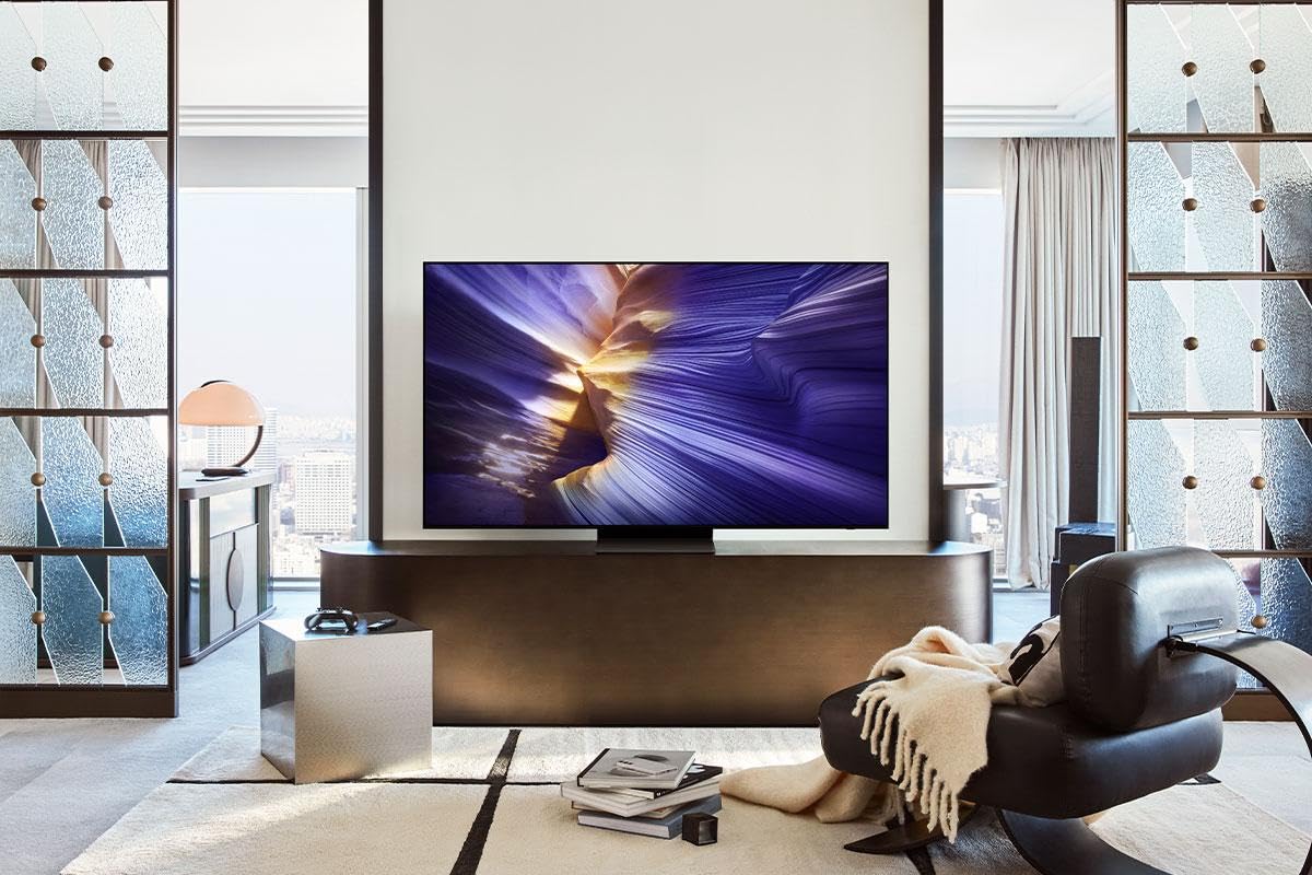 Samsung OLED 4K S91F 77 Zoll (195 cm), UHD Fernseher, NQ4 AI Gen3 Prozessor, OLED HDR+, 4K Upscaling Pro, Dolby Atmos, Gaming Hub, Motion Xcelerator 144Hz, Samsung Vision AI Smart TV