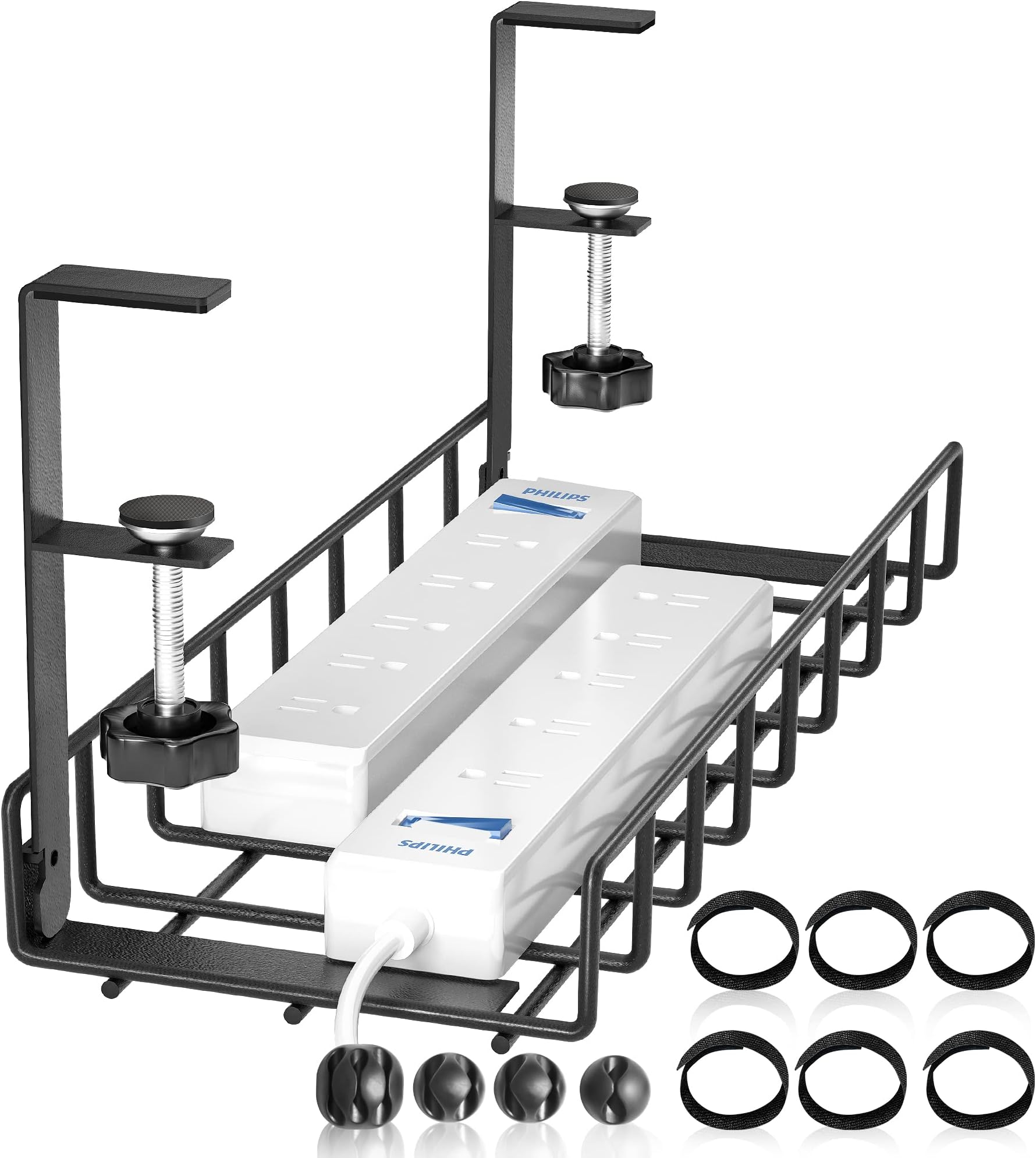 Under Desk Cable Management Tray, 16” No Drill Cord